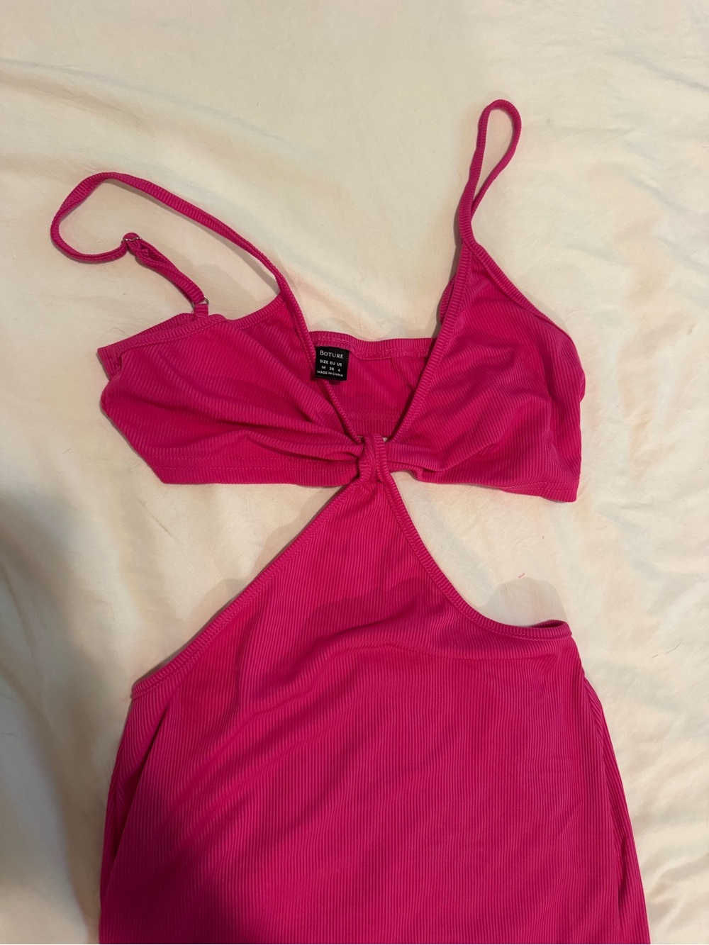 Hot Pink Ribbed Cutout Tank dress